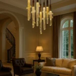 Das Licht Rectangular Chandelier with Glass Rods